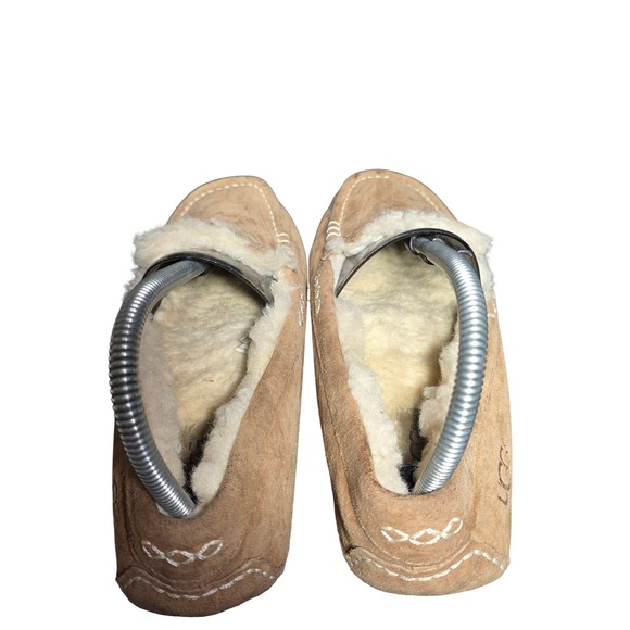 UGG Ansley Chestnut Suede Sheepskin Lined Moccasin Slippers Womens Loafers - Picture 8 of 11